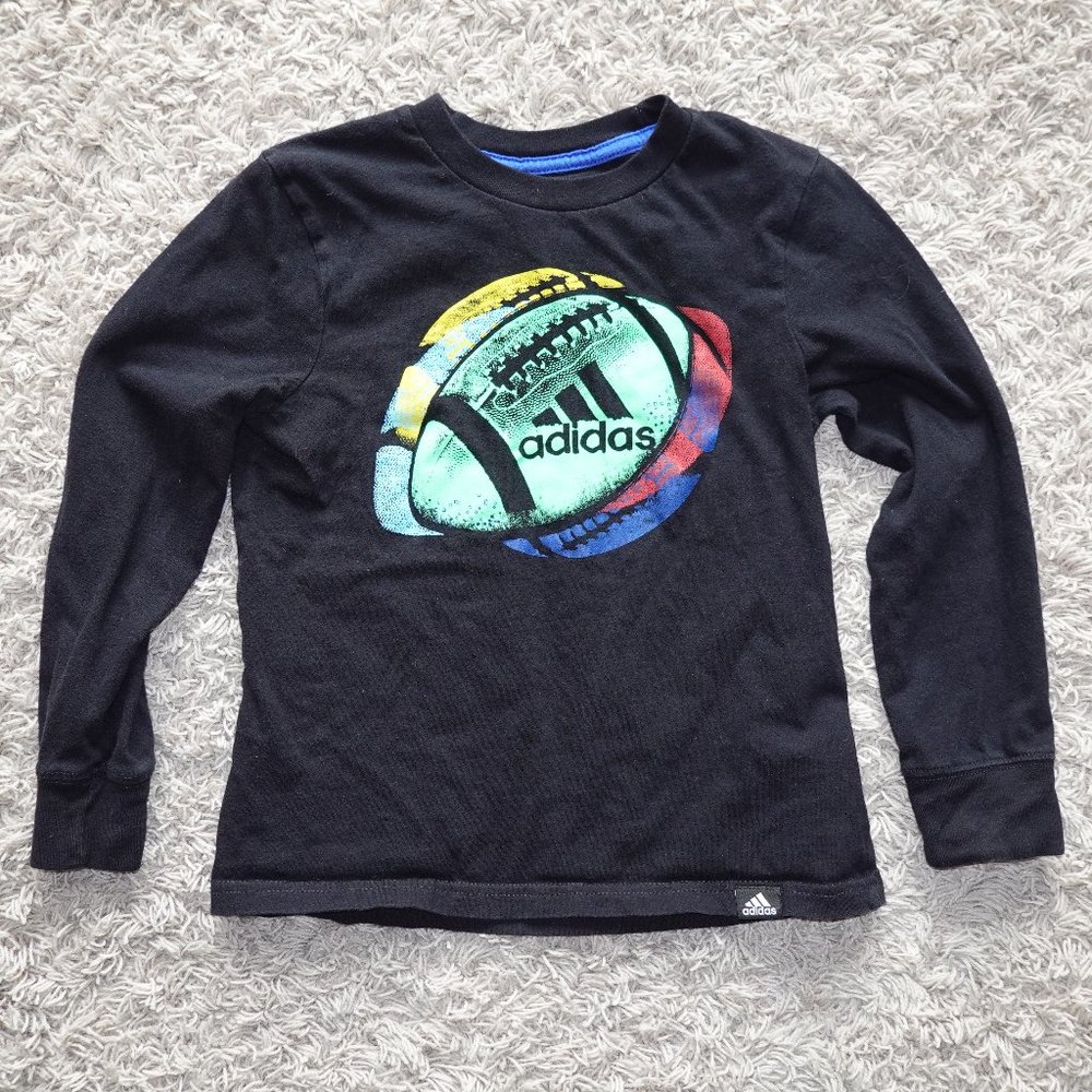 Boys Size 5 Regular Fit adidas Football Long Sleeve Black T-Shirt